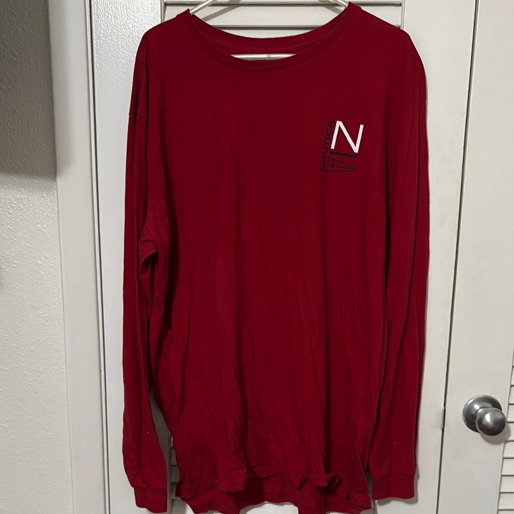 Nautica Red Sailing Long Sleeve Shirt
